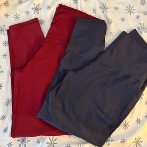Navy and burgundy aerie leggings